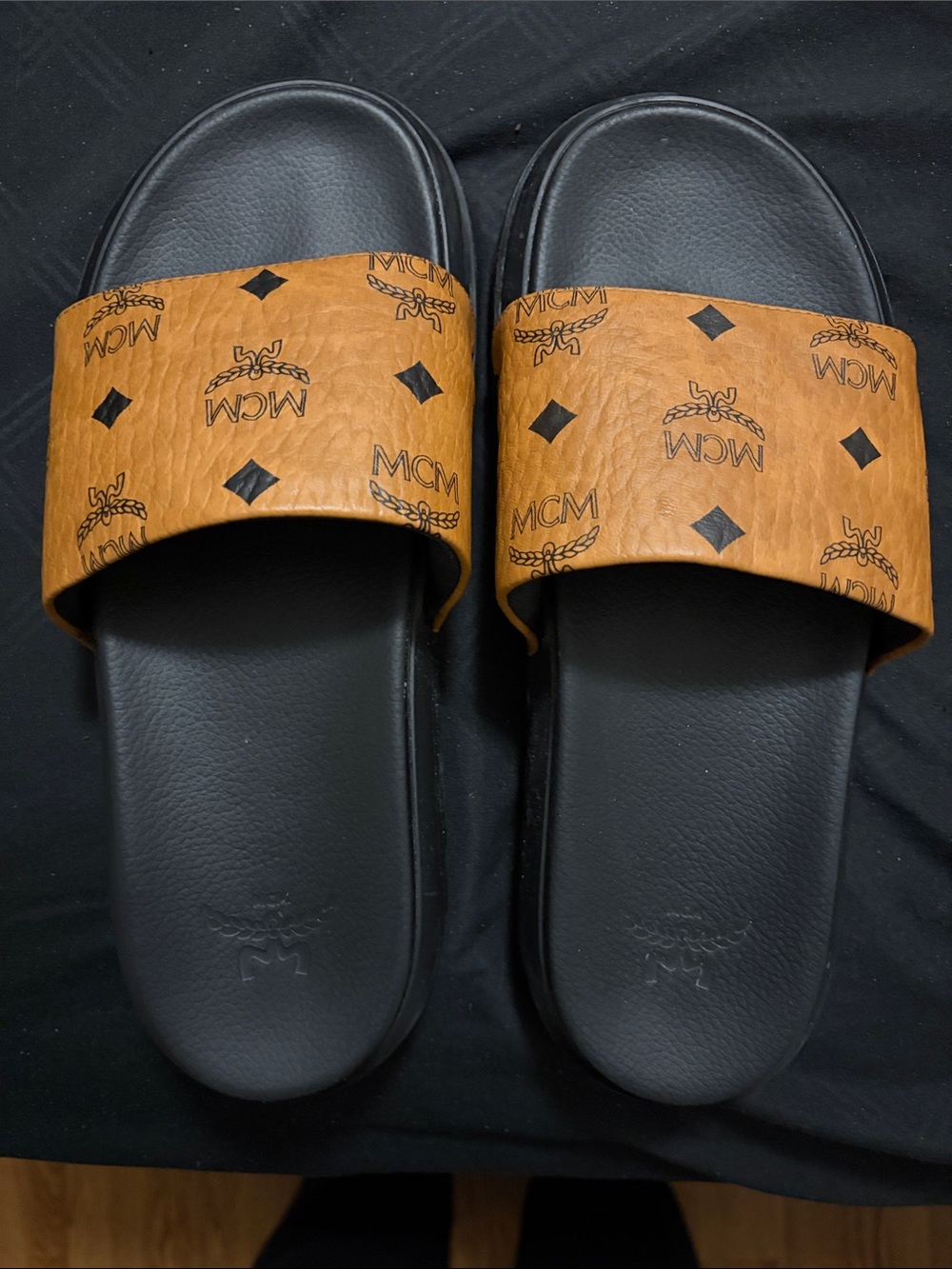 MCM Visetos Slide Sandals